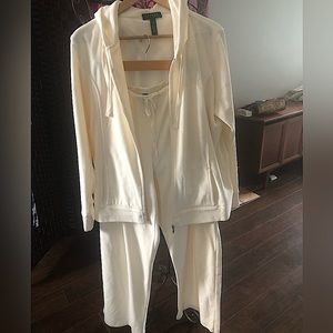 LAUREN RALPH LAUREN Velvet / Velour Cotton Blend Lounge Suit Set